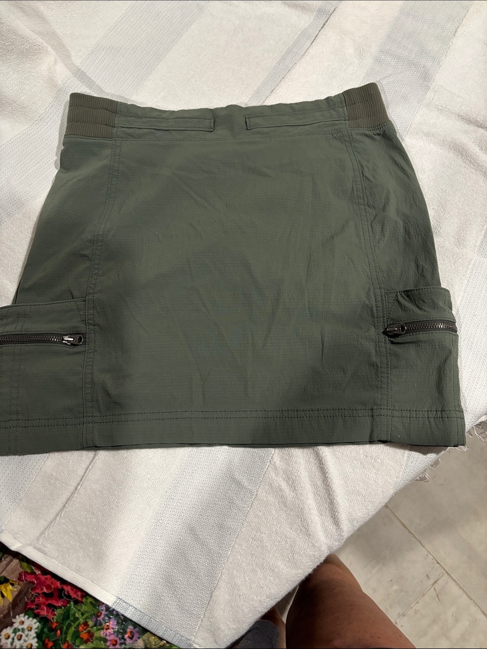 Athleta Olive Utility Mini Skirt with Zip Pockets